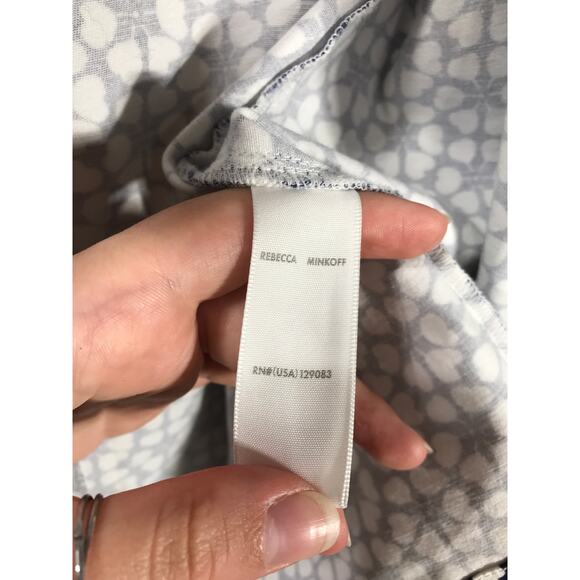 Rebecca Minkoff Marigold Front Zip Mini Skirt Blue White Hearts Spring Summer - Picture 9 of 11